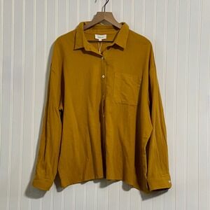 NWT BOHME Women Oversized Shirt 100% Cotton L Amber Haze Poet Mustard Yellow